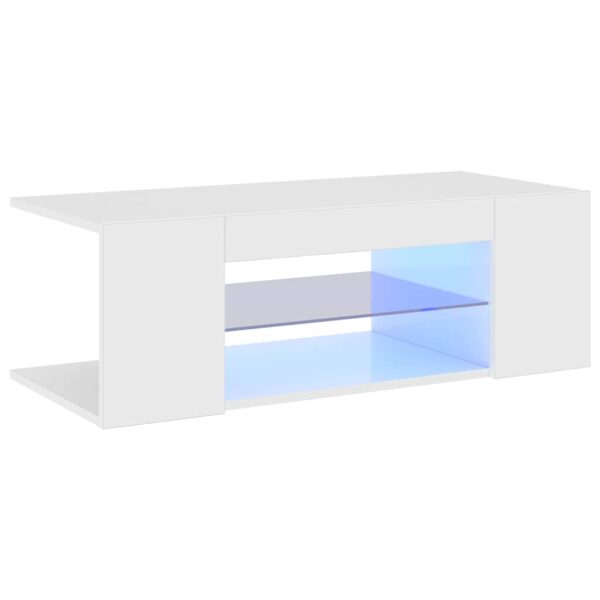 TV Cabinet with LED Lights High Gloss White 90x39x30 cm