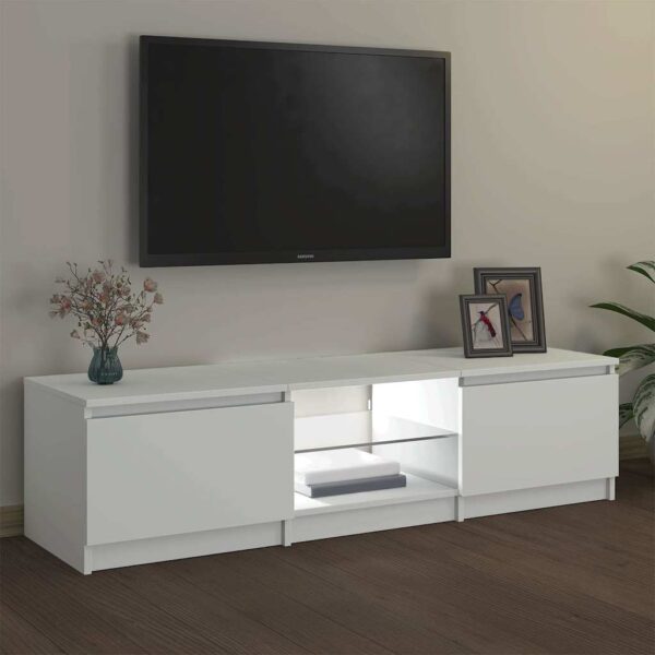 TV Cabinet with LED Lights White 140x40x36 cm