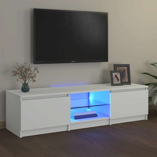 TV Cabinet with LED Lights White 140x40x36 cm