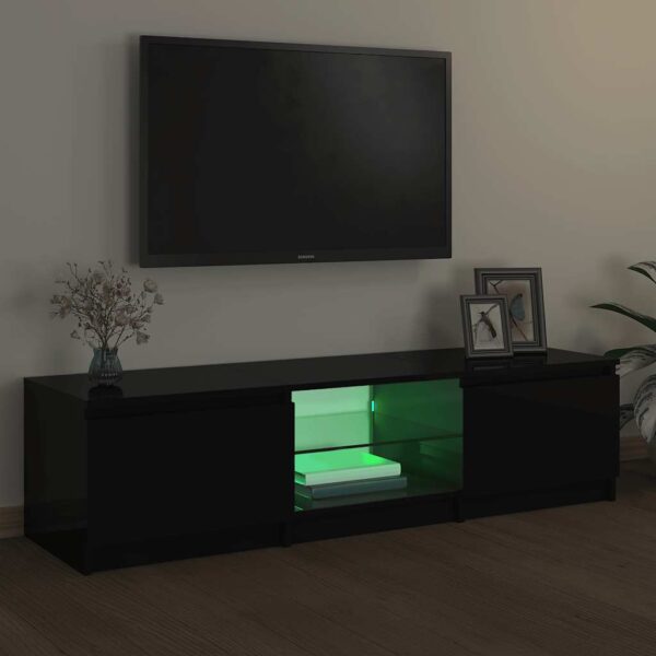 TV Cabinet with LED Lights Black 140x40x36 cm