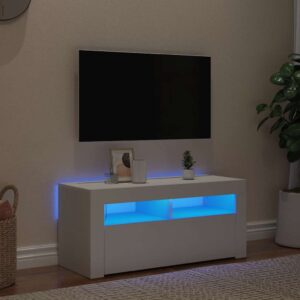 TV Cabinet with LED Lights White 90x35x40 cm