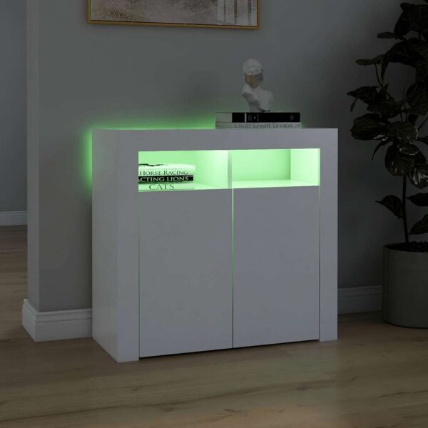 Sideboard with LED Lights White 80x35x75 cm