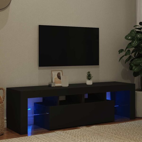 TV Cabinet with LED Lights Black 140x36.5x40 cm