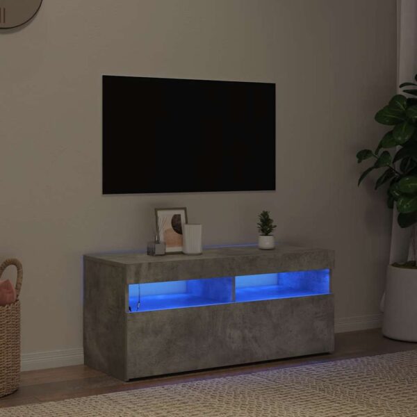 TV Cabinet with LED Lights Concrete Grey 90x35x40 cm