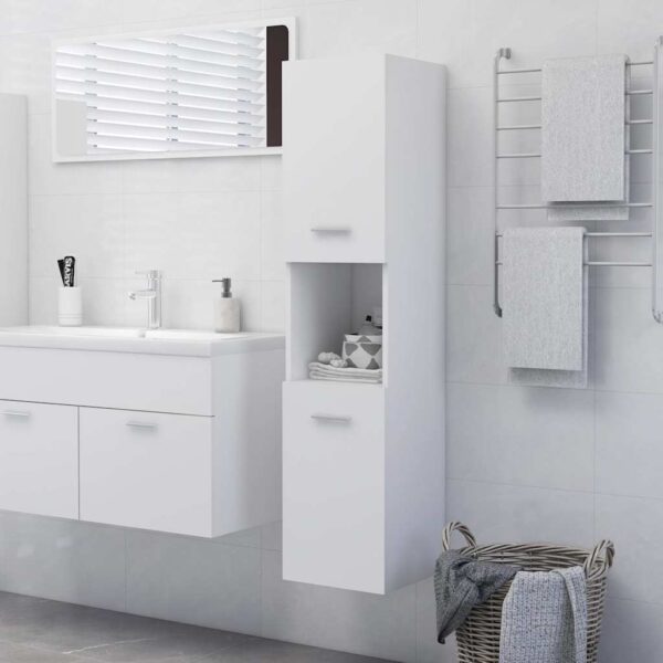 Bathroom Cabinet White 30x30x130 cm Engineered Wood