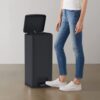 Dustbin with Pedal Anti-fingerprint 30L Black Stainless Steel