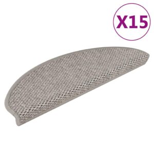 Stair Mats Self-adhesive Sisal-Look 15 pcs 65x21x4 cm Silver