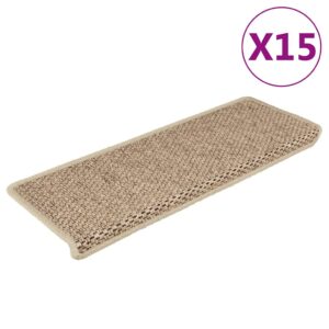 Stair Mats Self-adhesive Sisal-Look 15 pcs 65x21x4 cm Sand