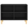 TV Cabinet with Solid Wood Legs Black 69.5x30x50 cm