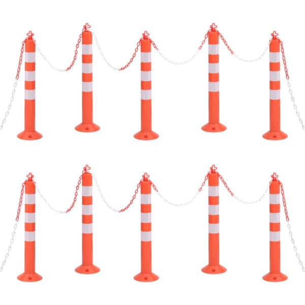 8720286365304_a_en_hd_1.jpg Traffic Control Bollards 10 pcs with Chain 75 cm PE