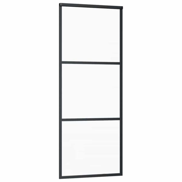 Sliding Door 3-Panel ESG Glass and Aluminium 76x205 cm Black
