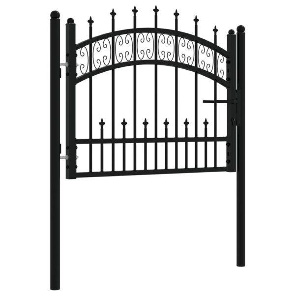 Fence Gate with Spear Top Black 103x75 cm Powder-coated Steel