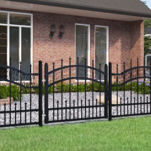Fence Gate with Spear Top Black 103x75 cm Powder-coated Steel