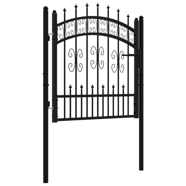 8720286561928_a_en_hd_1.jpg Fence Gate with Spear Top Black 103x100 cm Powder-coated Steel