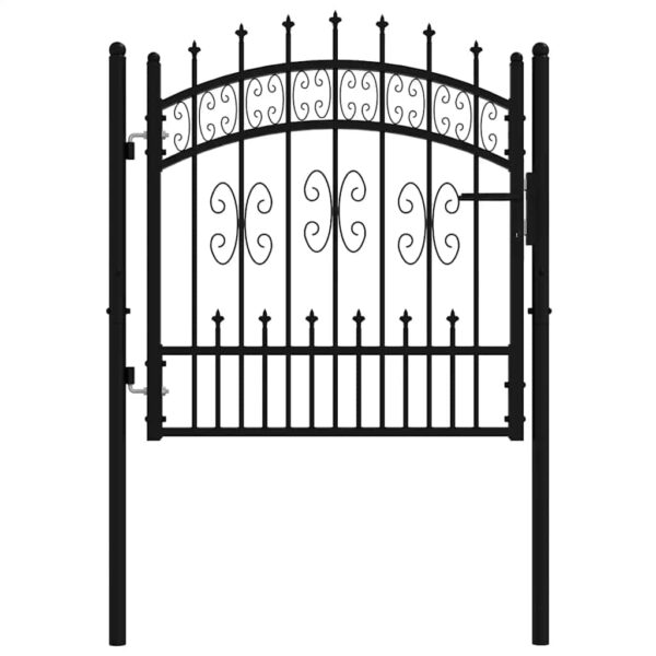 8720286561928_g_en_hd_1.jpg Fence Gate with Spear Top Black 103x100 cm Powder-coated Steel