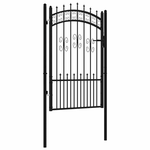 8720286561942_a_en_hd_1.jpg Fence Gate with Spear Top Black 103x150 cm Powder-coated Steel