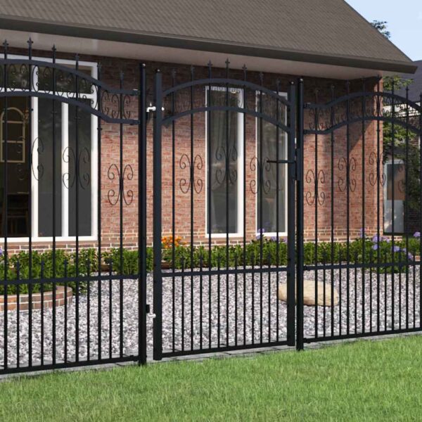 8720286561942_m_en_hd_1.jpg Fence Gate with Spear Top Black 103x150 cm Powder-coated Steel