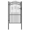Fence Gate with Spear Top Black 103x175 cm Powder-coated Steel