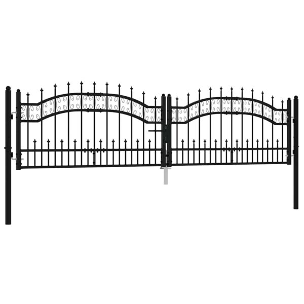 8720286561966_a_en_hd_1.jpg Fence Gate with Spear Top Black 305x75 cm Powder-coated Steel