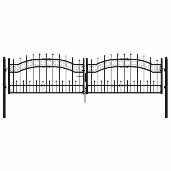 8720286561966_g_en_hd_1.jpg Fence Gate with Spear Top Black 305x75 cm Powder-coated Steel