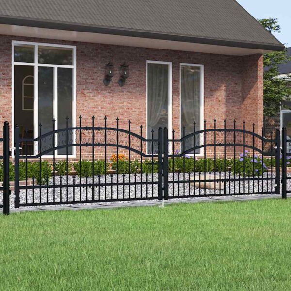 8720286561966_m_en_hd_1.jpg Fence Gate with Spear Top Black 305x75 cm Powder-coated Steel