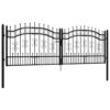 Fence Gate with Spear Top Black 305x100 cm Powder-coated Steel