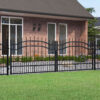 Fence Gate with Spear Top Black 305x100 cm Powder-coated Steel