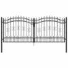 Fence Gate with Spear Top Black 305x125 cm Powder-coated Steel