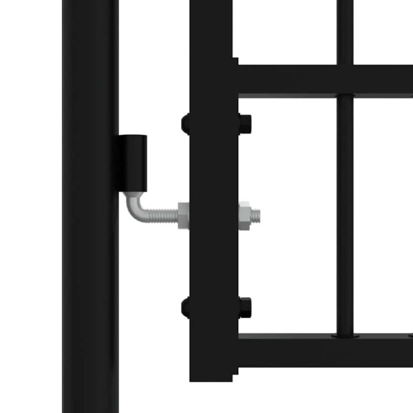Fence Gate with Spear Top Black 305x125 cm Powder-coated Steel