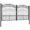 Fence Gate with Spear Top Black 305x150 cm Powder-coated Steel