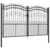 Fence Gate with Spear Top Black 305x175 cm Powder-coated Steel