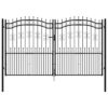 Fence Gate with Spear Top Black 305x175 cm Powder-coated Steel