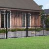 Fence Gate with Spear Top Black 305x175 cm Powder-coated Steel