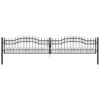 Fence Gate with Spear Top Black 406x75 cm Powder-coated Steel