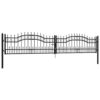Fence Gate with Spear Top Black 406x75 cm Powder-coated Steel