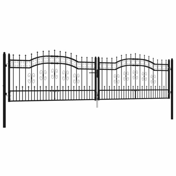 8720286562024_a_en_hd_1.jpg Fence Gate with Spear Top Black 406x100 cm Powder-coated Steel