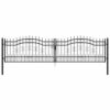 8720286562024_g_en_hd_1.jpg Fence Gate with Spear Top Black 406x100 cm Powder-coated Steel