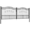 Fence Gate with Spear Top Black 406x150 cm Powder-coated Steel