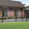 Fence Gate with Spear Top Black 406x175 cm Powder-coated Steel