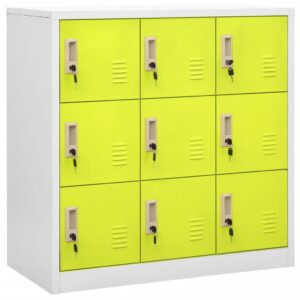 Locker Cabinet Light Grey and Green 90x45x92.5 cm Steel