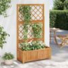 8720286597057_m_en_hd_1.jpg Raised Bed with Trellis 85x38x150 cm Solid Acacia Wood
