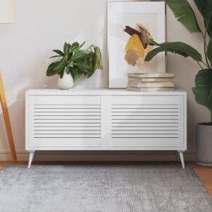 Cabinet Doors Louvred Design 2 pcs White 39.5x59.4 cm Solid Wood Pine