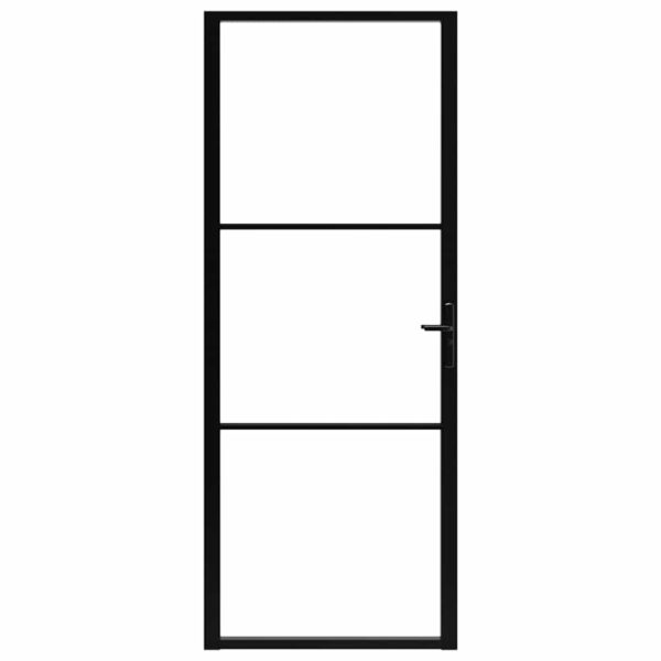 Interior Door ESG Glass and Aluminium 83x201.5 cm Black