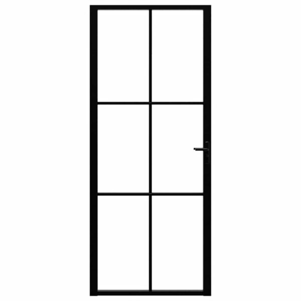 Interior Door ESG Glass and Aluminium 83x201.5 cm Black