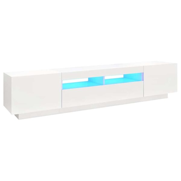 TV Cabinet with LED Lights White 200x35x40 cm