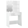 Dressing Table with LED High Gloss White 74.5x40x141 cm
