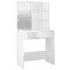 Dressing Table with LED High Gloss White 74.5x40x141 cm