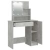 Dressing Table with LED Concrete Grey 86.5x35x136 cm