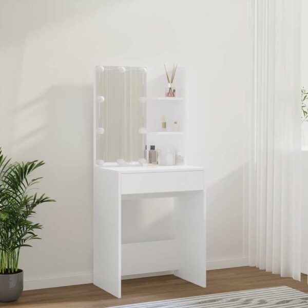 Dressing Table with LED White 60x40x140 cm
