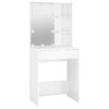 Dressing Table with LED High Gloss White 60x40x140 cm